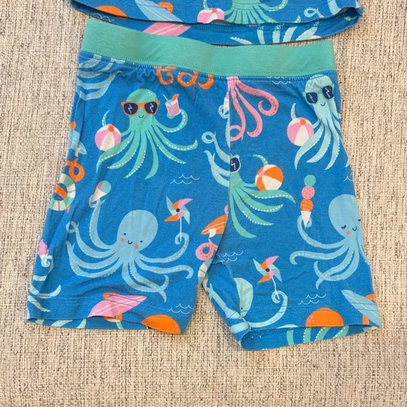 Little Sleepies Blue and Orange Octopus Kids Pajamas - Picture 3 of 5